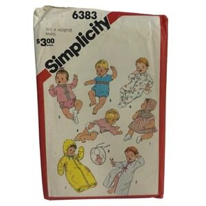 Vintage Simplicity Pattern 6383‎ Babies Layette Set Size 6 Month UNCUT